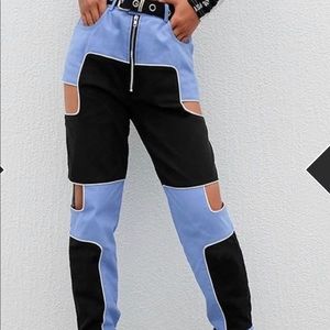 Light blue cutout joggers